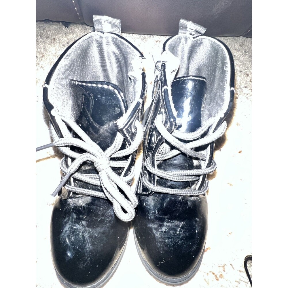 Girls Side Zipper Lace Up Front Boots For Children‎ Combat Boots 12.5 - Picture 5 of 10